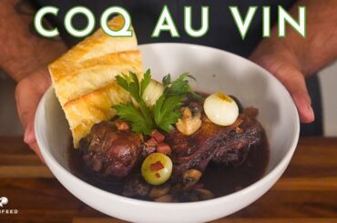 Coq Au Vin French Recipe | Easy Chicken, Pancetta, Mushroom Stew with Wine