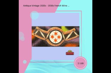 Antique Vintage 1920s - 1930s French Wine Neck Label