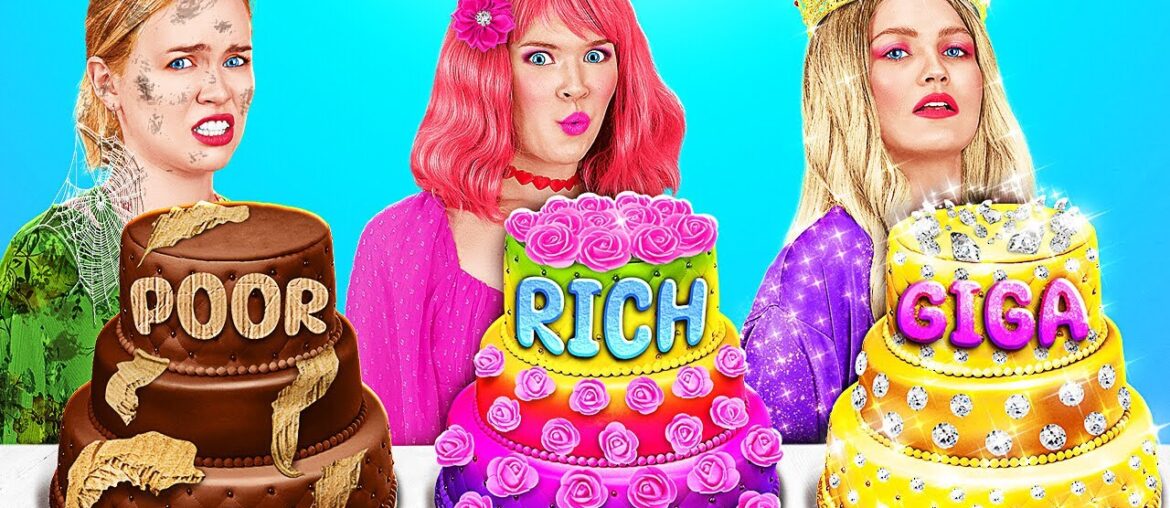 POOR VS RICH VS GIGA RICH COOKING CHALLENGE || Fantastic Cake Decoration Ideas by 123 GO! FOOD