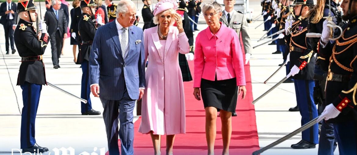 King Charles and Queen Camilla land in Paris and greeted by French PM ahead of Versailles visit