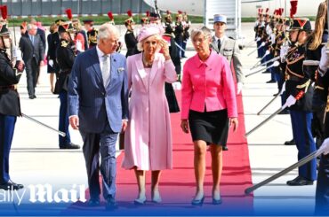 King Charles and Queen Camilla land in Paris and greeted by French PM ahead of Versailles visit