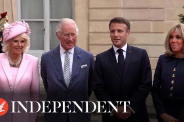 King Charles and Queen Camilla arrive at Palace of Versailles’ Hall of Mirrors for lavish dinner