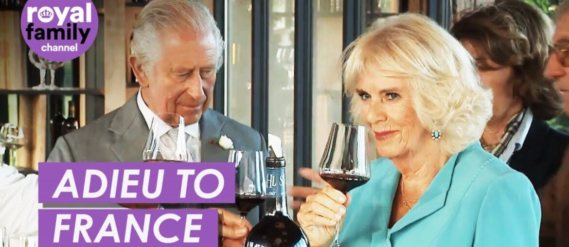 King and Queen Bid Farewell to France With a Glass of Wine King and Queen Bid Farewell to France With a Glass of Wine
