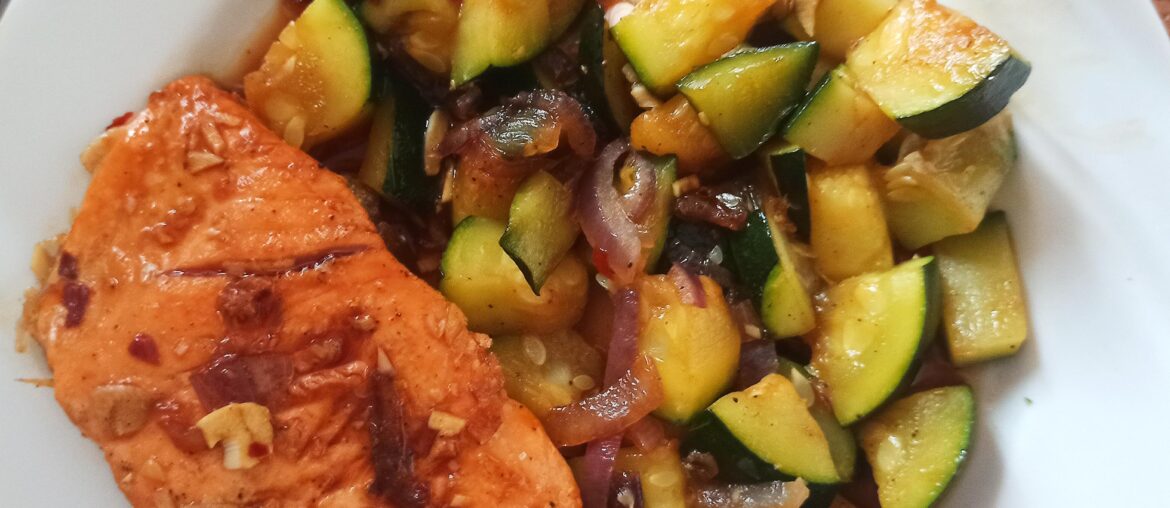 Saumon Terayaki avec courgettes :)