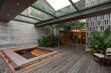 Courtyard Cwith covered sunken seating with glass ceiling [1500 x 1000] Jakarta, Indonesia