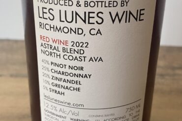 Astral Blend by Les Lunes in Richmond, CA. A tasty, chillable blend that tastes like a white wine at first and finishes as a red.