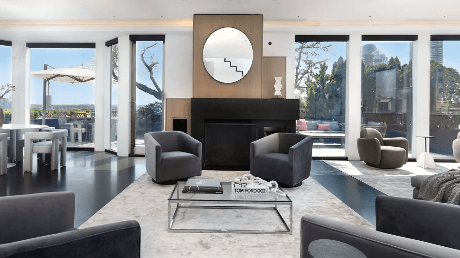 Living room of Boston penthouse on Columbus Ave. [906 × 601]