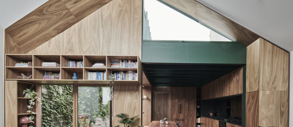 Kitchen and living area centered around a lush courtyard in Richmond, Melbourne, Victoria, Australia [2000x1480]