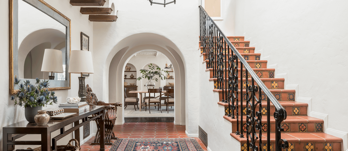 Entry of a renovated 1930s Spanish Colonial Revival home, Beverly Hills, Los Angeles County, California [1366x1003]