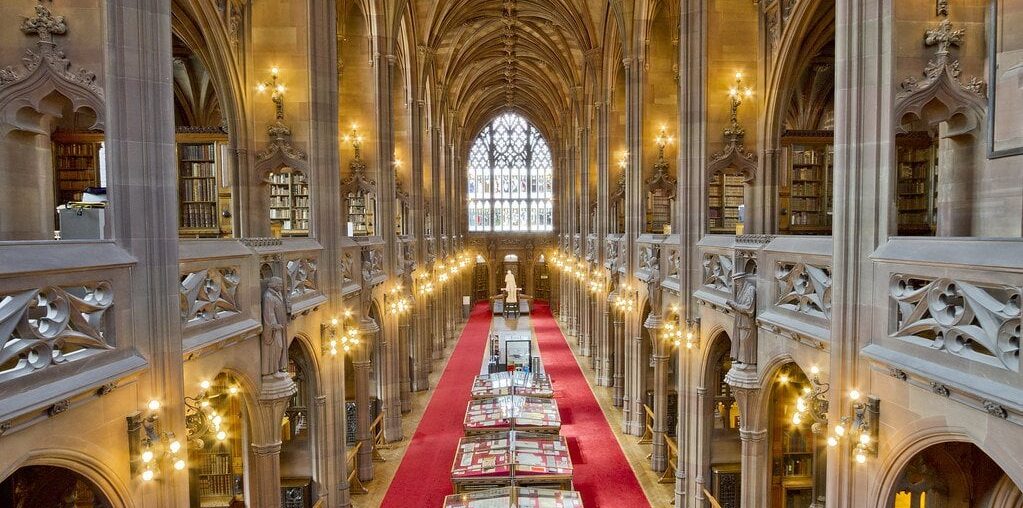 The reading room inside The John Rylands Library in Manchester, England [2500x1810]