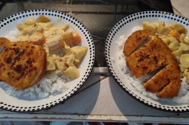 Curry coréen et dinde panée