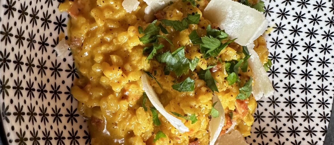 Risotto chorizo safran