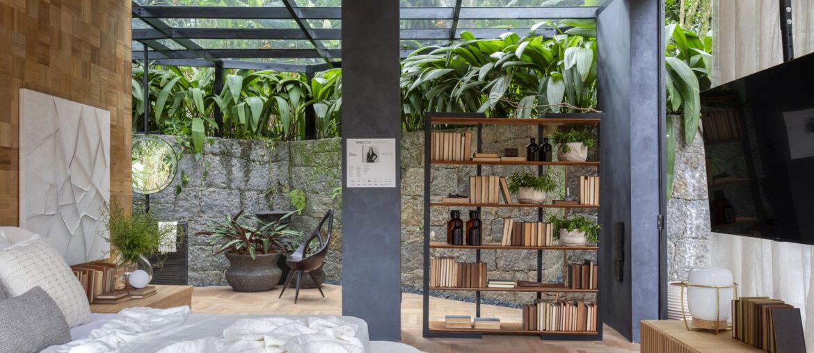 Bedroom with part glass ceiling by Leila Dionizios [1500 x 1000] Rio De Janeiro, Brazil