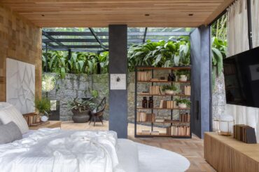 Bedroom with part glass ceiling by Leila Dionizios [1500 x 1000] Rio De Janeiro, Brazil