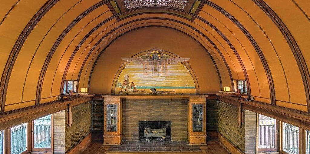 Hearth Room in Frank Lloyd Wright's Home and Studio in Oak Park, Illinois [1024x770]