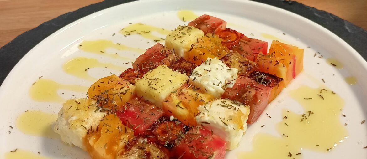 Cubes de légumes et Feta grillée