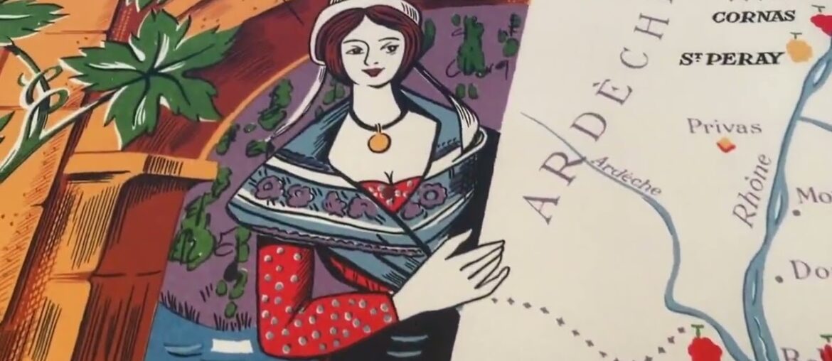 Old wine map of Cote Du Rhone, 1950 | SKU: 189782 Old wine map of Cote Du Rhone, 1950 | SKU: 189782