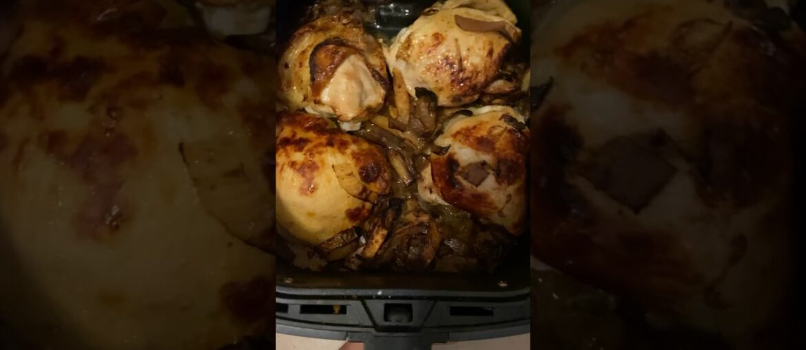 Air Fried Chicken with Glazed onions and French Fries American Man Meals #lunch #hungry #food #love