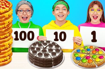 100-LAYER CHALLENGE | Granny and Me in the Ultimate Food Battle! Amazing Food Tricks by 123 GO! FOOD