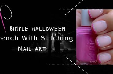 Simple Halloween French With Stitching Nails