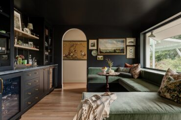 Home bar with banquette seating in a Seattle home, Washington [2560x1704]