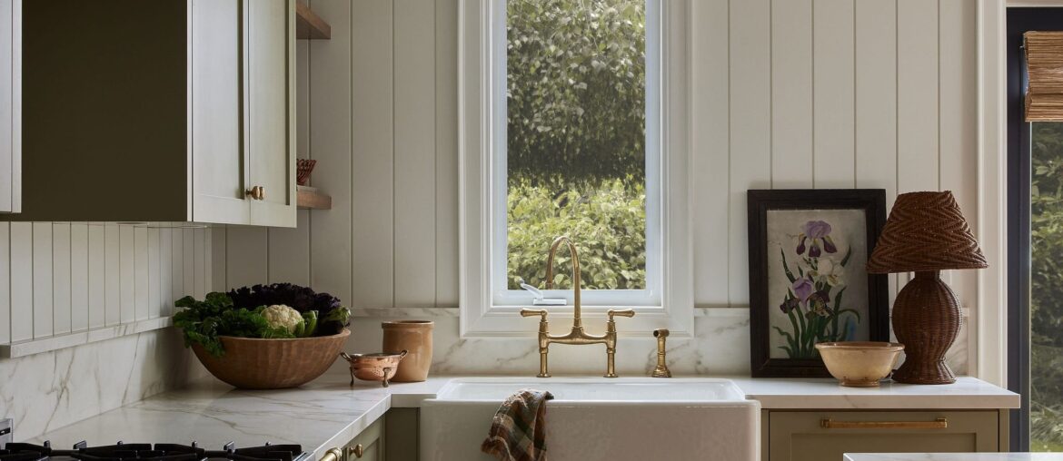 Sage green kitchen in a Toronto home, Ontario, Canada [2048x2560]