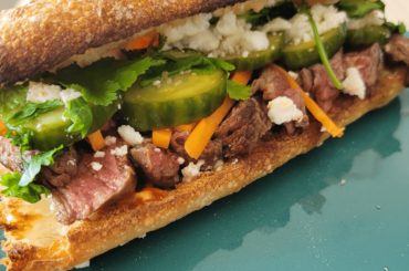 Steak, feta, bahn mi veggies