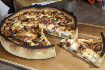 Tarte patates douces, courgettes, jambon et mozzarella