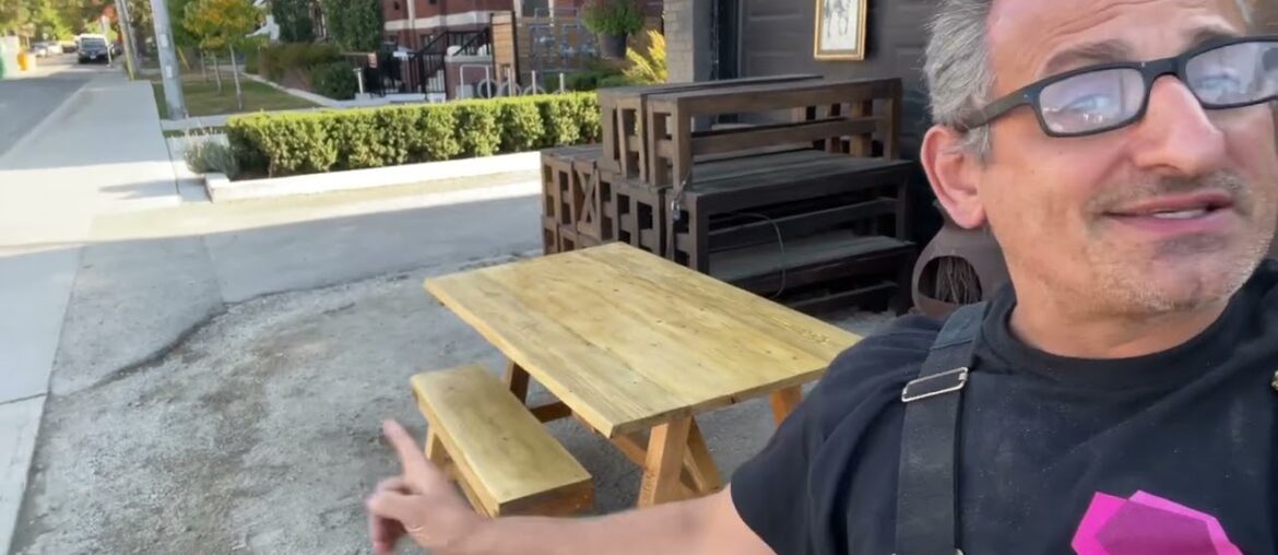 Woodbench.ca A frame reclaimed wooden farmhouse dining table also known as the French Beam from RH