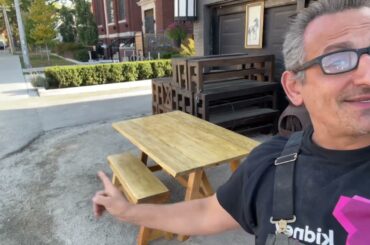 Woodbench.ca A frame reclaimed wooden farmhouse dining table also known as the French Beam from RH