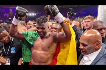 Mike Tyson EMBRACES Francis Ngannou immediately after Tyson Fury fight!