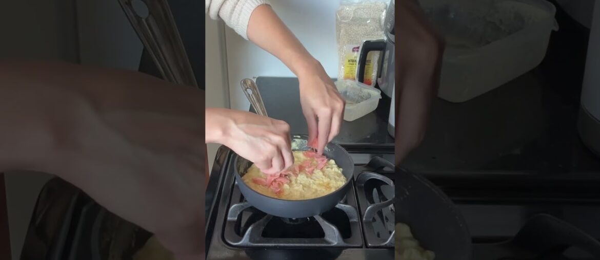 Using up extra quiche custard into a French omelet #cookingcompaniontv