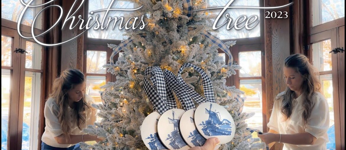 Christmas Tree Decorate 2023 (Blue & Green, Delft Inspired) French & English Country Christmas Tree Christmas Tree Decorate 2023 (Blue & Green, Delft Inspired) French & English Country Christmas Tree