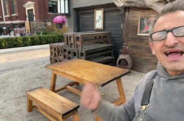 Woodbench.ca country style French beam dining table with a matching bench for only $850.00