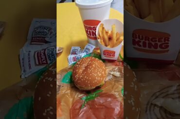 whopper Jr with green chile ketchup french fries ice tea.