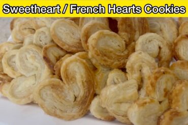 French Hearts Cookies Recipe | 2 Ingredients Puff Pastry French Hearts at Home