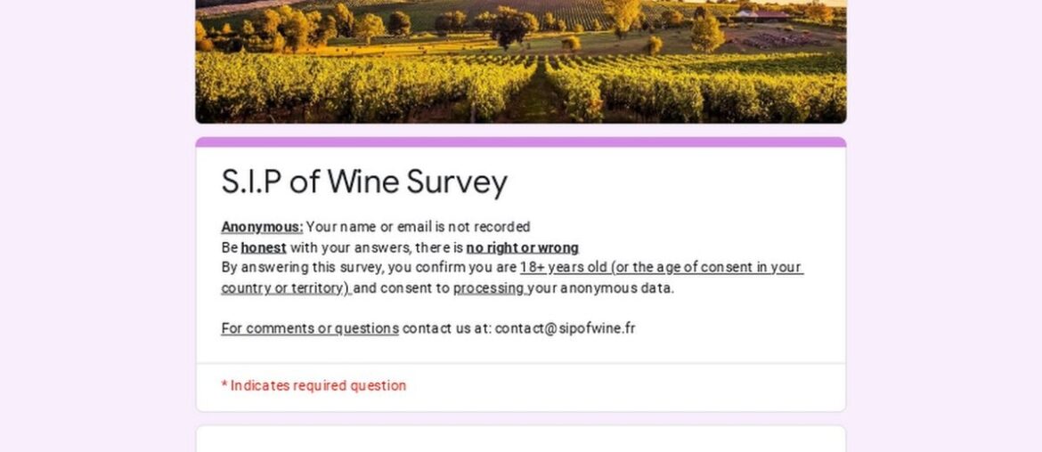 Quick survey for university wine project ! Quick survey for university wine project !