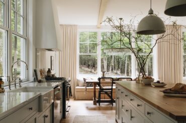 Forest views from the spacious kitchen and dining space, Magog, southeastern Quebec, Canada [2500x3750]