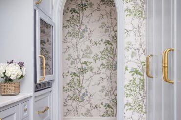 Butler's pantry with floral wallpaper in a renovated Dallas home, Texas [1440x1800]