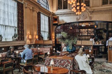 Cocktail lounge in a 1912 Beaux-Arts bank building transformed into a boutique hotel in Lower East Side, Manhattan, New York City [1440x1800]