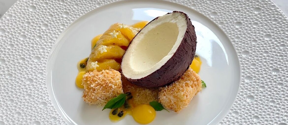Fine Dining Coconut Dessert with Passion Fruit, Pineapple & Pina Colada – Le Bernardin Inspired Fine Dining Coconut Dessert with Passion Fruit, Pineapple & Pina Colada - Le Bernardin Inspired