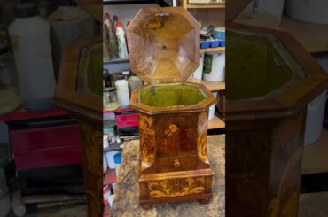 A Dutch mahogany wine cooler or kettle warmer. French polished