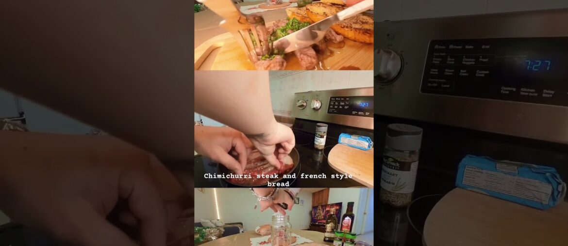 Chimichurri steak and french style bread #chimichurri #steak #frenchbread #dinner #homemade