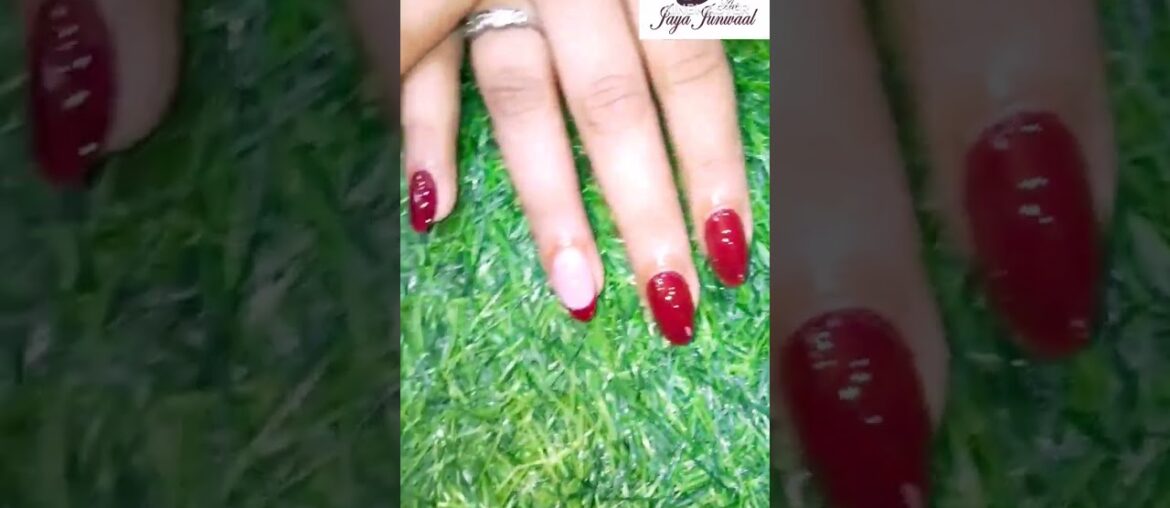 Nail Extension wine nailpaint with 2 finger french #shorts #youtubeshorts #nailart #french#extension