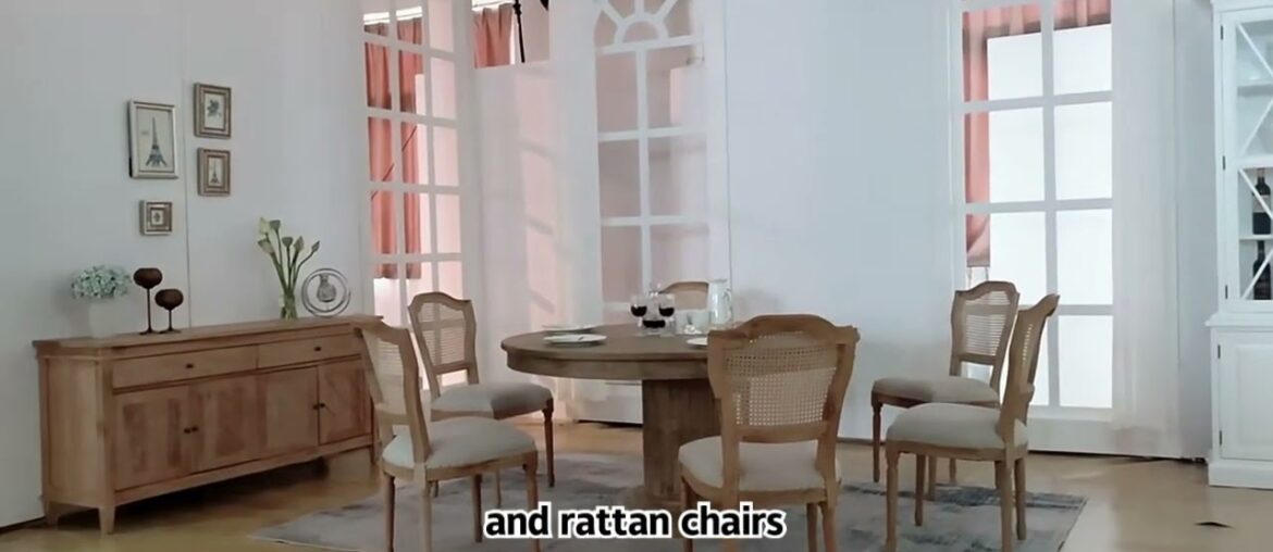 french Farmhouse dining table sets DT0826( solid oak wood round dining table and rattan dining chair french Farmhouse dining table sets DT0826( solid oak wood round dining table and rattan dining chair