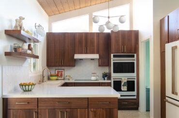 Mid-century modern kitchen renovation with new walnut cabinets, Escondido, San Diego County, California [2000x2624]