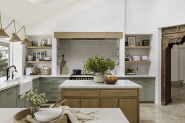 Bright and airy kitchen renovation with a carved wood entrance, Santa Barbara, California [2000x1333]