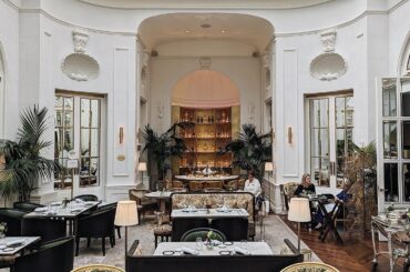 Palm Court in the 1910 Belle Époque-era Mandarin Oriental Ritz, a historic hotel in Retiro, Madrid, Spain [1440x1797]