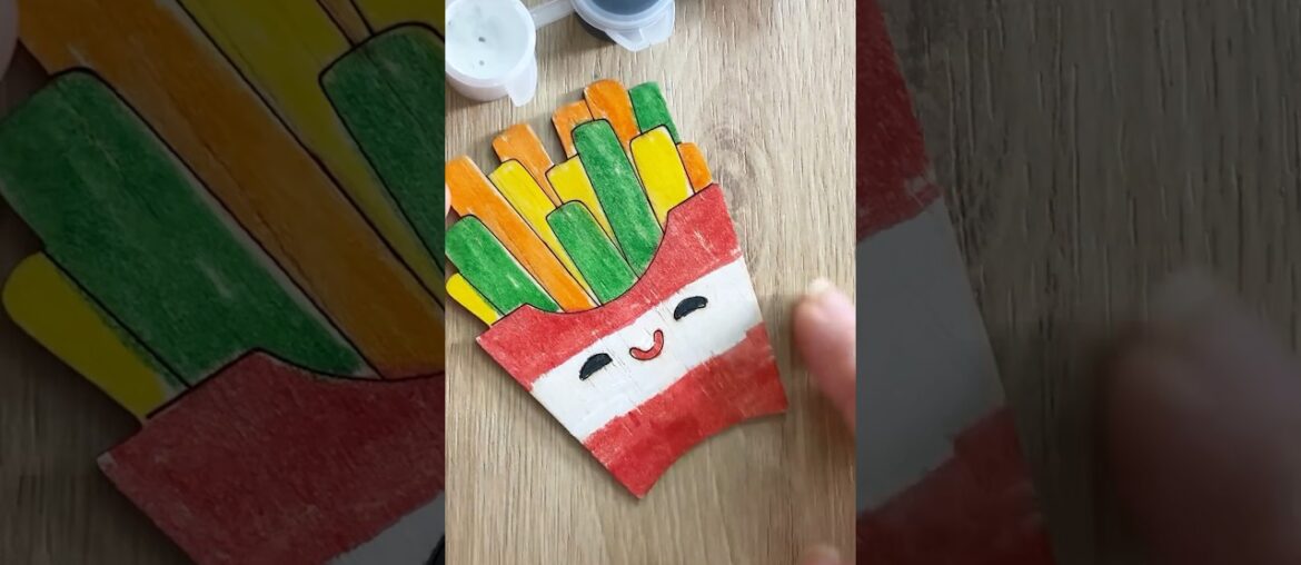 French fries coloring wooden #preschoollearning #art #shorts #short
