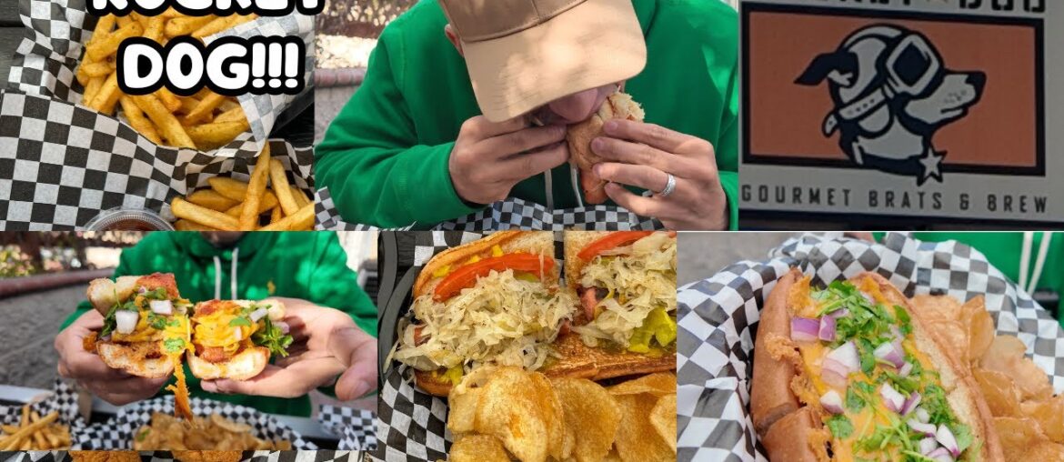 #1 RATED HOT DOG SPOT in FRESNO, CA || Rocket Dog Gourmet Brats and Brew || + French Bakery Dessert